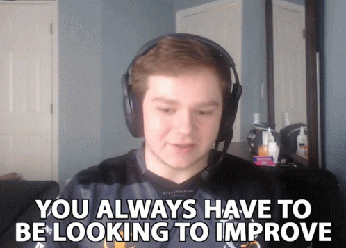 A Man Wearing Headphones With The Words You Always Have To Be Looking To Improve Above Him GIF