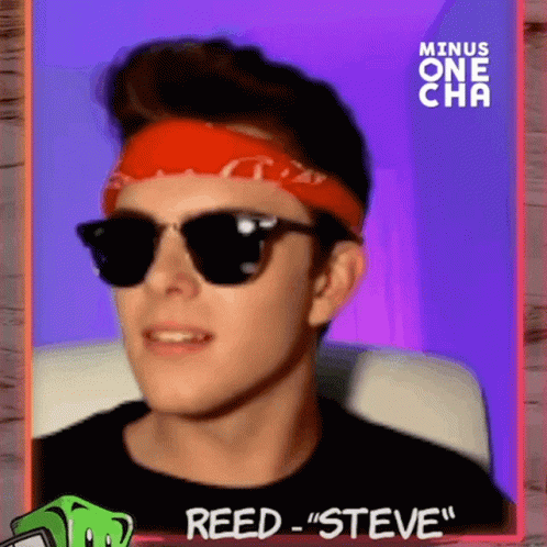 A Man Wearing Sunglasses And A Bandana Is Named Reed GIF