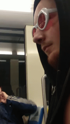 A Man Wearing Sunglasses And A Black Hooded Jacket GIF