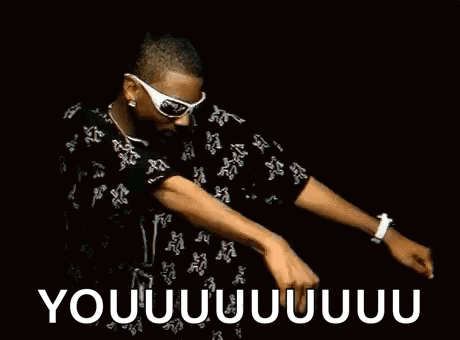 A Man Wearing Sunglasses And A Black Shirt Is Dancing In Front Of A Black Background And Says You . GIF