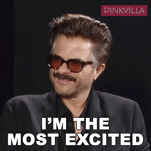 A Man Wearing Sunglasses And A Black Suit Says I 'M The Most Excited GIF