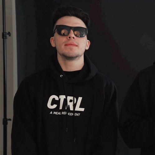 A Man Wearing Sunglasses And A Black Sweatshirt That Says Ctrl Giving A Thumbs Up GIF