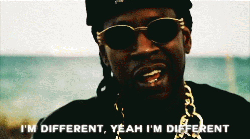 A Man Wearing Sunglasses And A Chain Says I 'M Different Yeah I 'M Different GIF