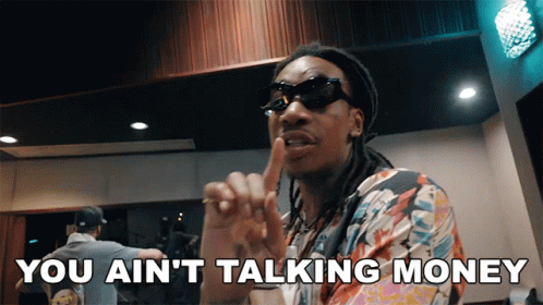 A Man Wearing Sunglasses And A Colorful Shirt Says You Ain 'T Talking Money GIF