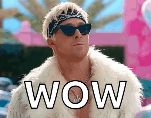A Man Wearing Sunglasses And A Fur Coat Has The Word Wow Written On His Face GIF