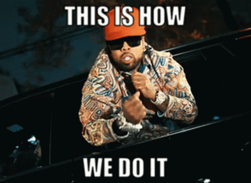 A Man Wearing Sunglasses And A Hat With The Words " This Is How We Do It " GIF