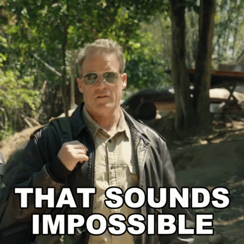 A Man Wearing Sunglasses And A Leather Jacket Says " That Sounds Impossible " GIF