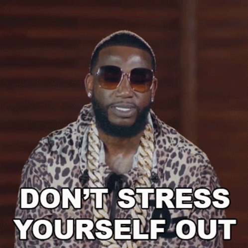 A Man Wearing Sunglasses And A Leopard Print Shirt Says " Don T Stress Yourself Out " GIF