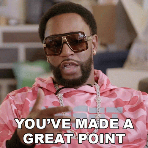 A Man Wearing Sunglasses And A Pink Camo Shirt Says You 'Ve Made A Great Point GIF