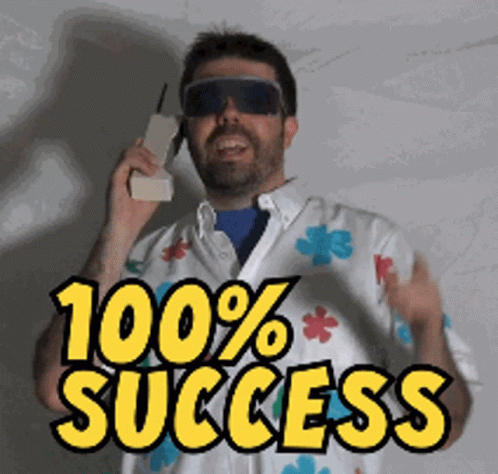 A Man Wearing Sunglasses And A Shirt That Says 100 % Success On It GIF