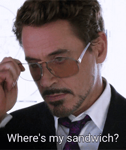 A Man Wearing Sunglasses And A Suit Is Asking Where 'S My Sandwich GIF
