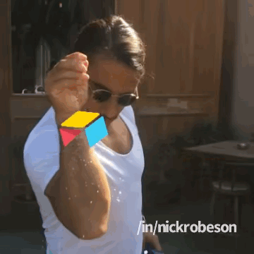A Man Wearing Sunglasses And A White Shirt Is Spraying Water On Himself With The Hashtag Nickrobeson GIF
