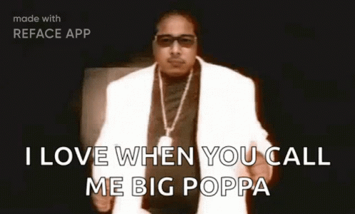 A Man Wearing Sunglasses And A White Suit Says I Love When You Call Me Big Poppa GIF