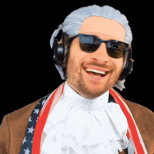 A Man Wearing Sunglasses And A Wig Is Smiling GIF
