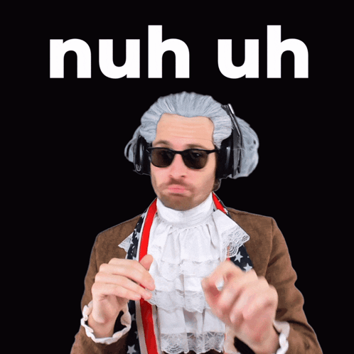 A Man Wearing Sunglasses And A Wig Says " Nuh Uh " GIF