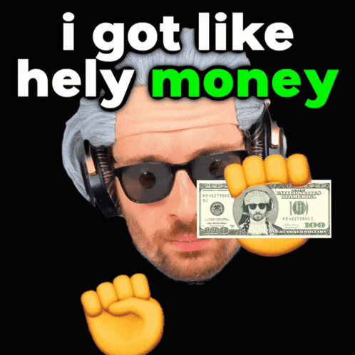 A Man Wearing Sunglasses And Headphones Holds A 100 Dollar Bill In Front Of His Eye GIF