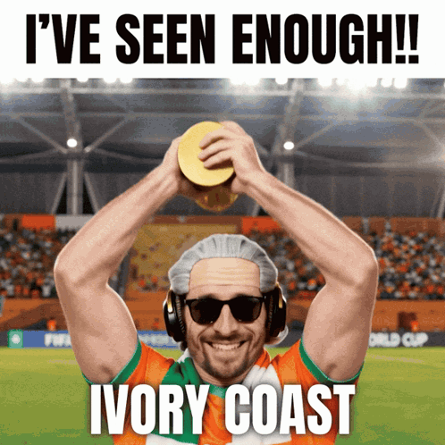 a man wearing sunglasses and headphones holds up a trophy with the caption i 've seen enough