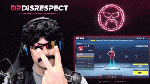 A Man Wearing Sunglasses And Headphones Is Playing A Video Game Called Fortnite GIF