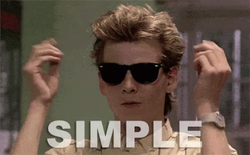 A Man Wearing Sunglasses Has The Word Simple Written In White GIF