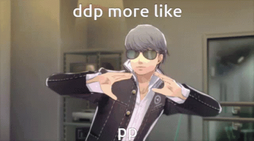 A Man Wearing Sunglasses Is Making A Hand Gesture With The Words " Ddp More Like Pp " Below Him GIF