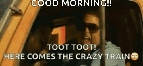 A Man Wearing Sunglasses Is Shouting Out Of A Car Window . GIF