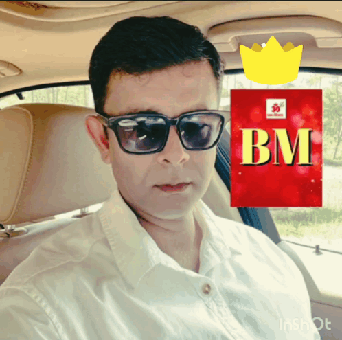 Man In Sunglasses Sitting In Car Next To BMW GIF