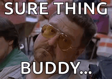 A Man Wearing Sunglasses Is Sitting In A Chair And Says `` Sure Thing Buddy ... '' GIF