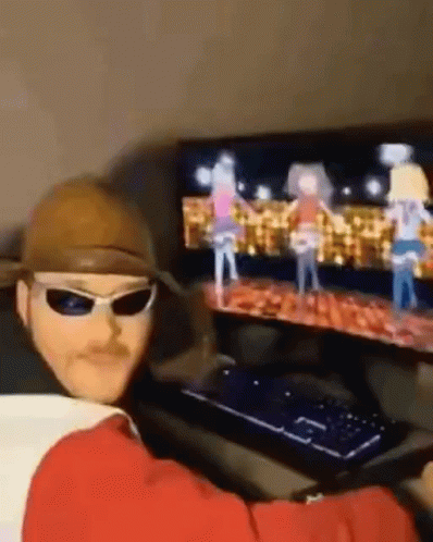 Sunglasses Man In Front Of Computer GIF