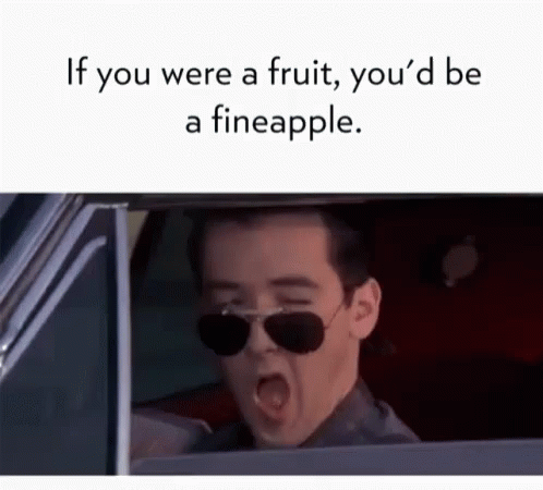 A Man Wearing Sunglasses Is Yawning In A Car With The Words If You Were A Fruit You D Be A Pineapple GIF