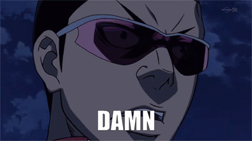 A Man Wearing Sunglasses Says " Damn " In Front Of His Face GIF