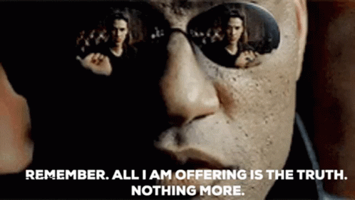 A Man Wearing Sunglasses Says Remember All I Am Offering Is The Truth . Nothing More . GIF