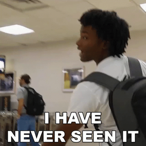 A Man With A Backpack Says That He Has Never Seen It GIF
