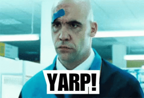 A Man With A Bandage On His Forehead Says Yarp ! GIF