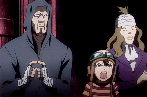 A Man With A Bandage On His Head Is Standing Next To A Woman And A Boy GIF