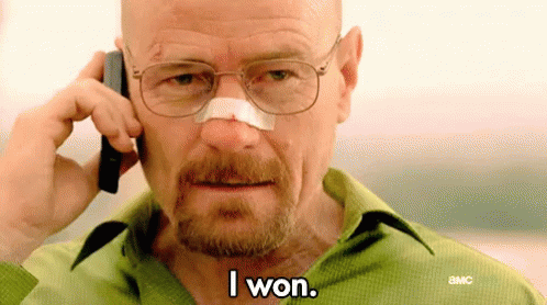 A Man With A Bandage On His Nose Is Talking On A Cell Phone And Saying `` I Won '' . GIF
