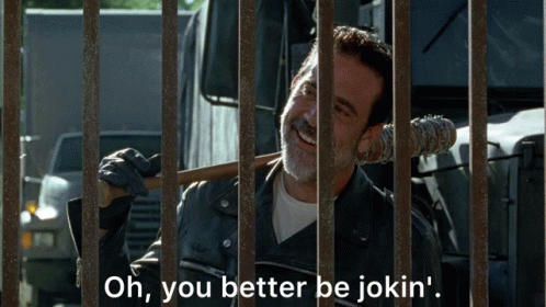 A Man With A Baseball Bat Behind Bars Says Oh You Better Be Jokin ' GIF