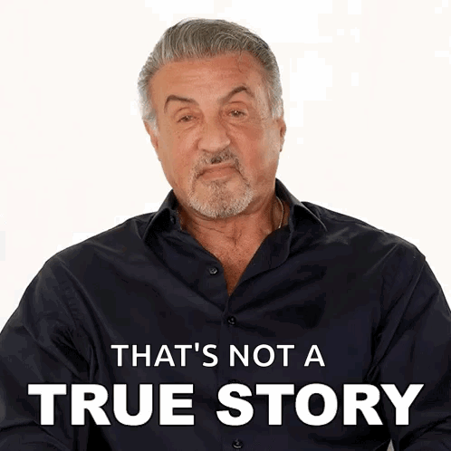 A Man With A Beard And A Black Shirt Says " That 'S Not A True Story " GIF