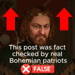 A Man With A Beard And A Crown On His Head Is Being Checked By Real Bohemian Patriots And The Post Is False GIF