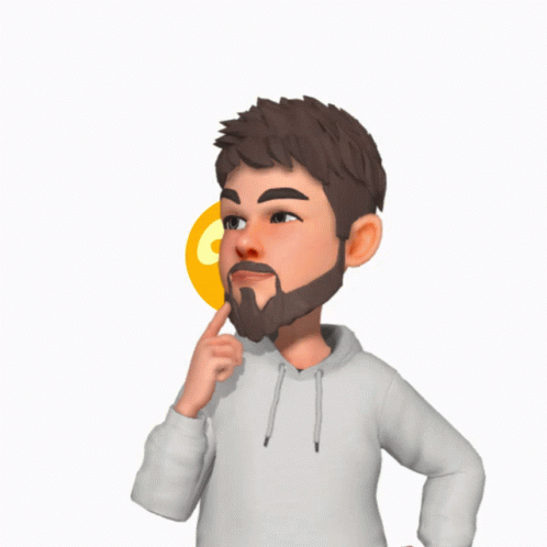 A Man With A Beard And A Question Mark Behind Him GIF