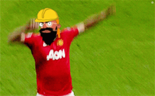 a man with a beard and a red shirt that says aon