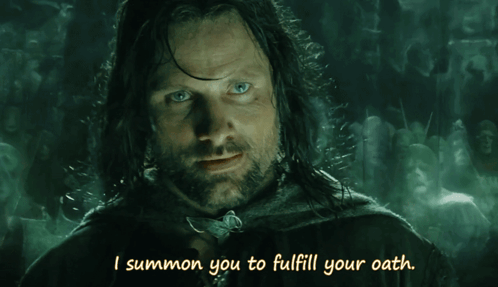 A Man With A Beard And A Sword Says I Summon You To Fulfill Your Oath GIF