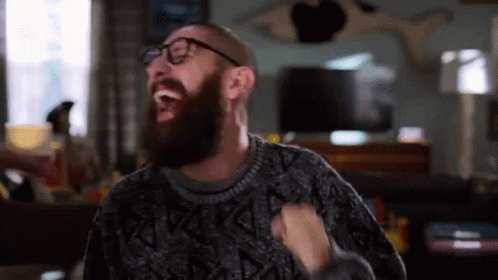 Man With Beard And Glasses Laughing Wide Open GIF