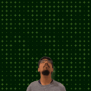A Man With A Beard And Glasses Is Looking Up At The Number 14 GIF