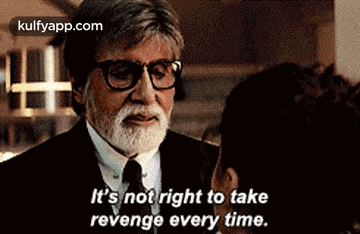 A Man With A Beard And Glasses Is Talking To A Woman . He Is Talking About Revenge Every Time . GIF