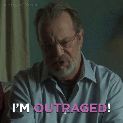 A Man With A Beard And Glasses Says I 'M Outraged GIF