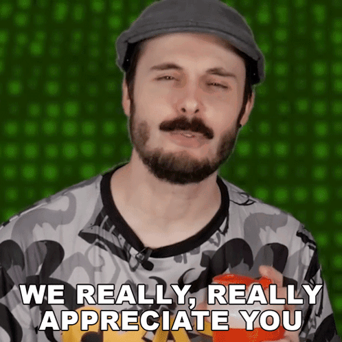 A Man With A Beard And Hat Says We Really Really Appreciate You GIF