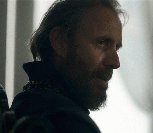 a man with a beard and long hair is looking at something