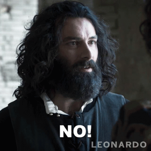 A Man With A Beard And Long Hair Says No Leonardo GIF
