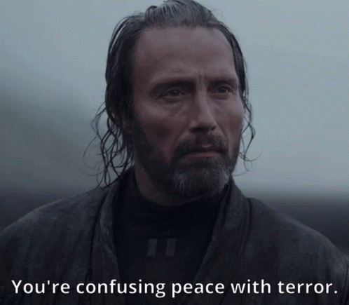 A Man With A Beard And Long Hair Says You 'Re Confusing Peace With Terror GIF