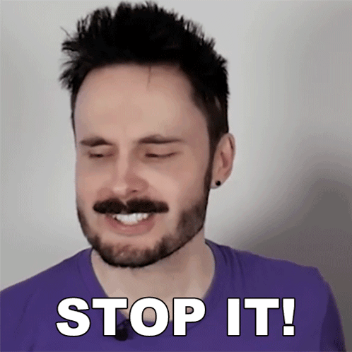 Bearded Man With Closed Eyes Saying Stop It GIF